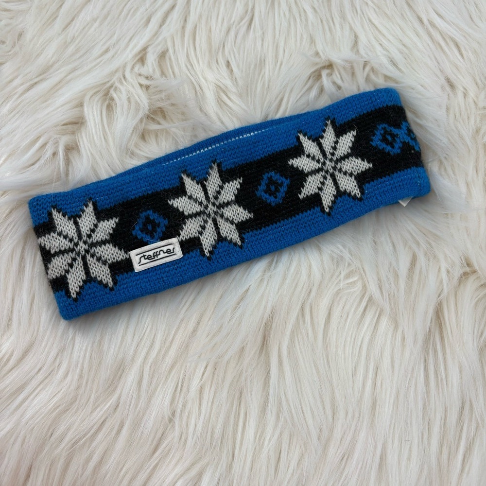 Blue vintage knit ski headband STEFFNER